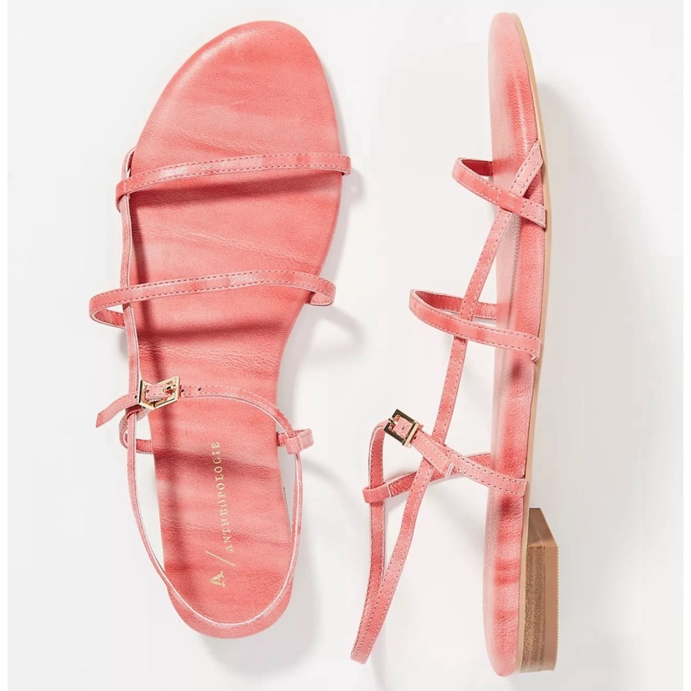 Anthropologie Ava Salmon Pink Strappy Sandals NWT Size 9
